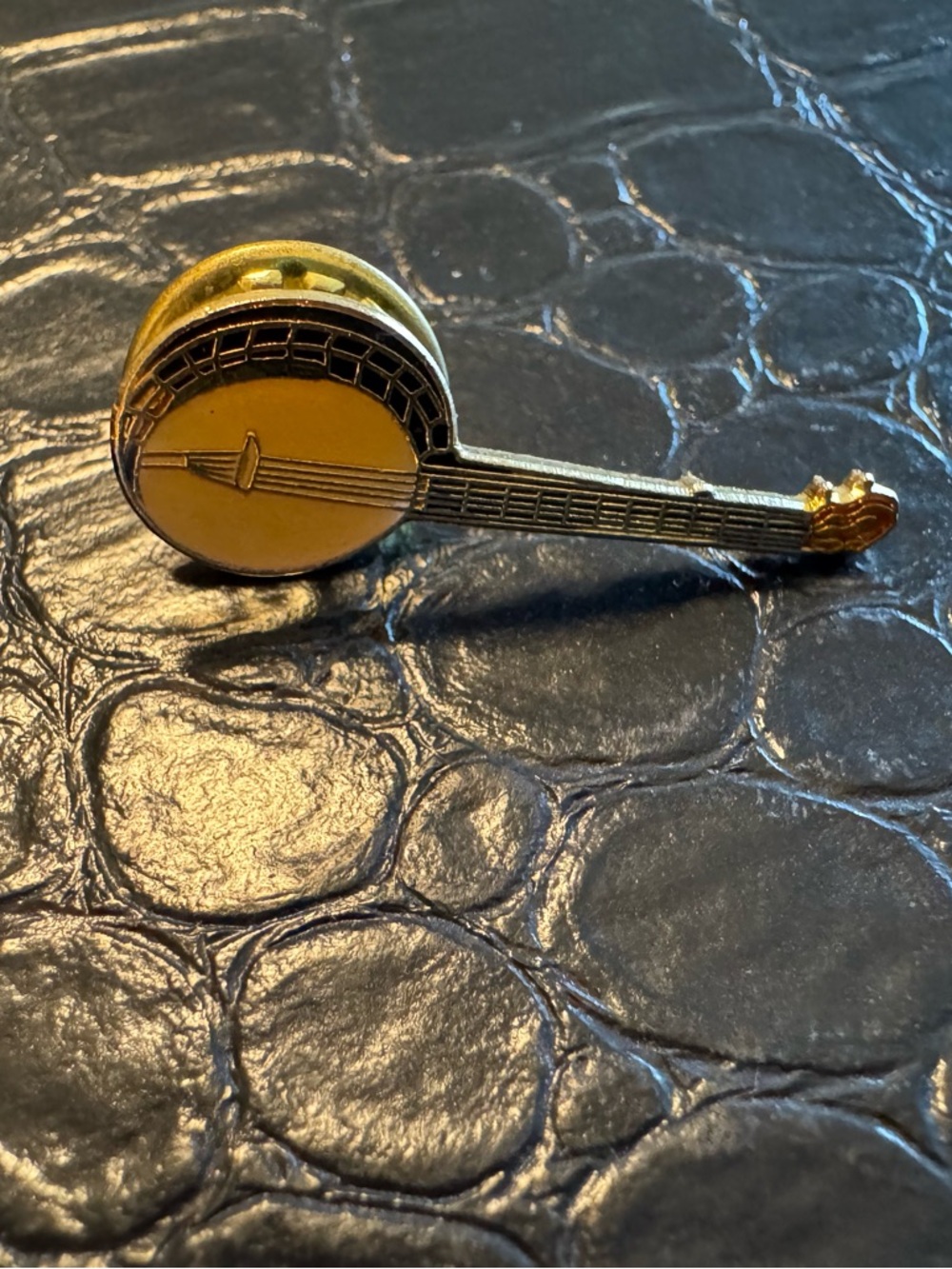 Bundle 3 for $10. Gold-tone Banjo Enamel Pin - Yellow Accents